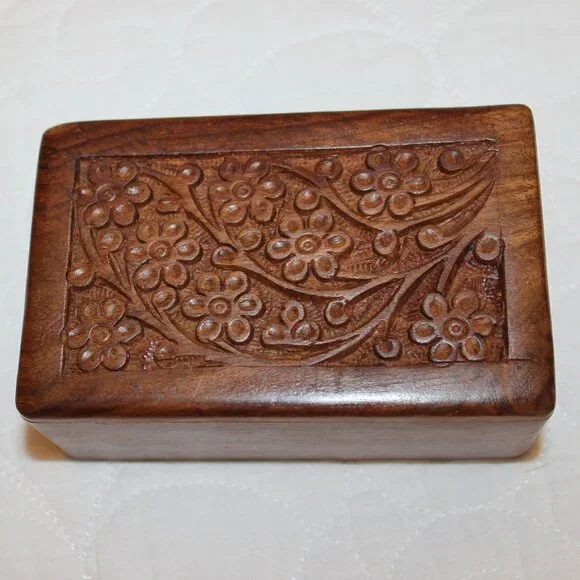 Wooden box for jewelry, trinkets, etc.