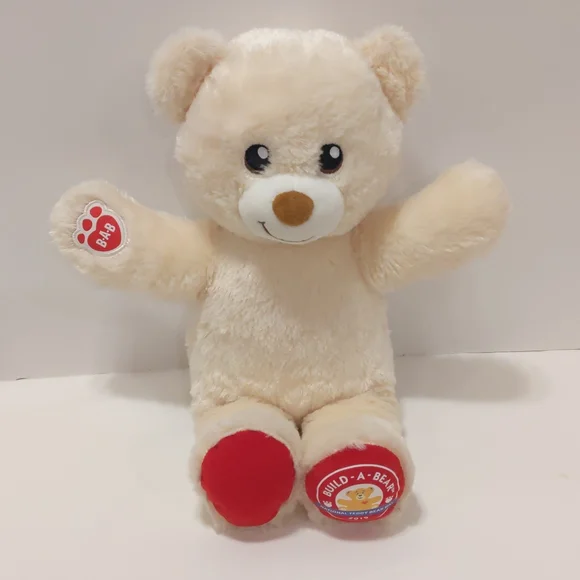 Build a Bear Workshop Teddy Bear Plush Stuffed Off White Stamped Red Left Foot