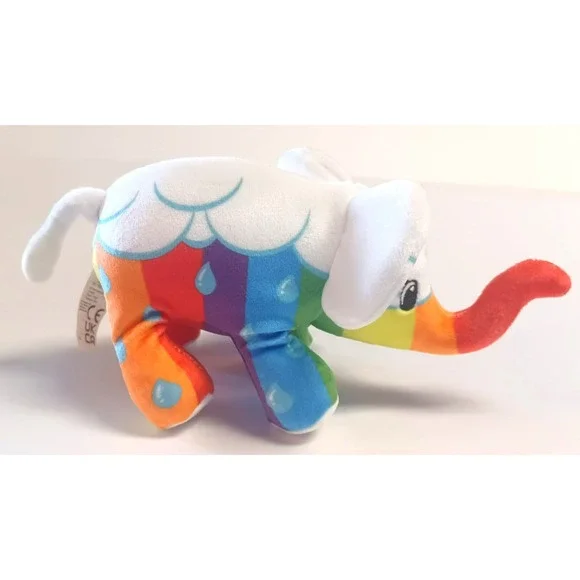 NOB Pop Art Soft STORMY Rainbow White Mini Elephant Bean Filled Mystery Plush