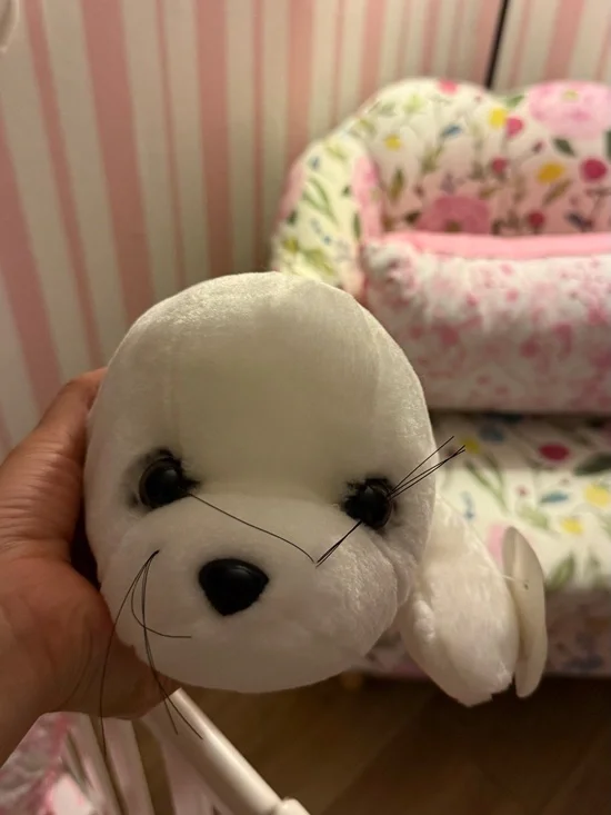Soft White Plush Seal Pet Toy - Cute Cuddly Stuffed Animal