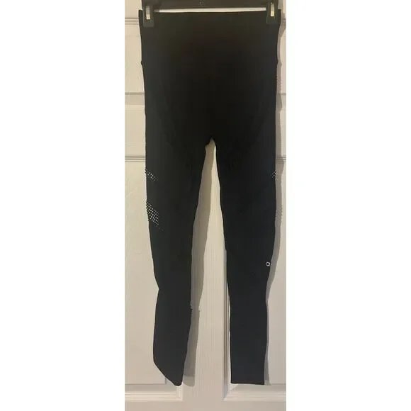 Alo Womens Black Leggings With Rip Braid Patterns Size Small