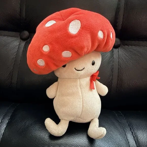 Jellycat Amuseable Mushroom Plush Red Toadstool Stuffed Toy 7” Soft Doll Retired