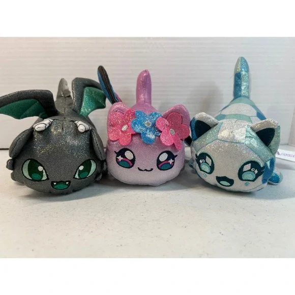 Aphmau MeeMeows Mystery Plush Lot of 3 Dragon Fairy Diamond Cat Glitter Toy 6in