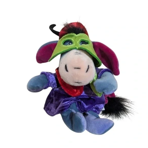 Disney Store Eeyore Halloween Masquerade Plush Bean Bag Purple Cape‎  Mask 8