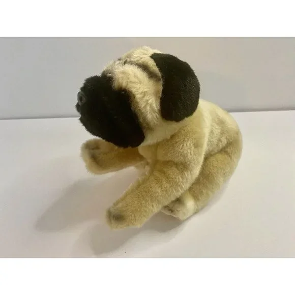 Animal Alley Realistic Tan Black Pug Dog Plush 11” Toys R Us‎ Stuffed Animal
