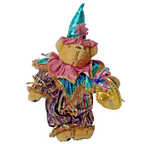 VTG Harlequin Jester Teddy Bear Plush Mardi Gras Masquerade Clown‎ Costume 22