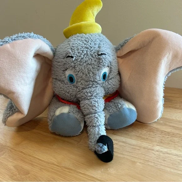 Disney Parks Dumbo The Elephant Plush‎ Stuffed Animal Gray With Yellow Hat