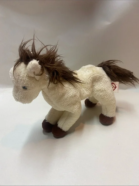 Ty Plush Cream and Brown Horse Stuffed Animal Beanie Babies