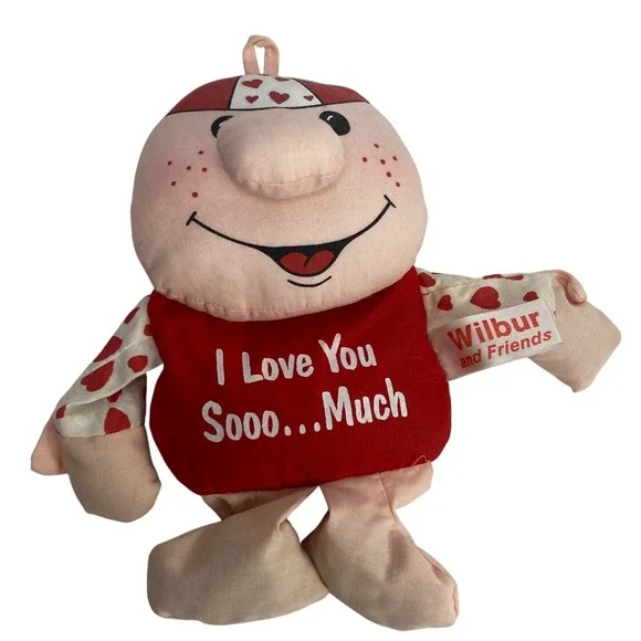 Wilbur and Friends Valentine Plush Doll‎ I Love You Sooo Much Red White 9
