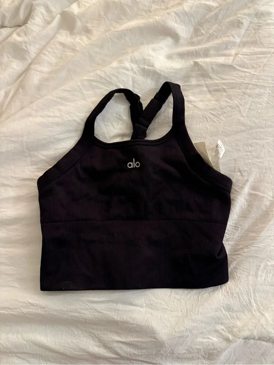 ALO Yoga Black Ribbed Cropped Tank
