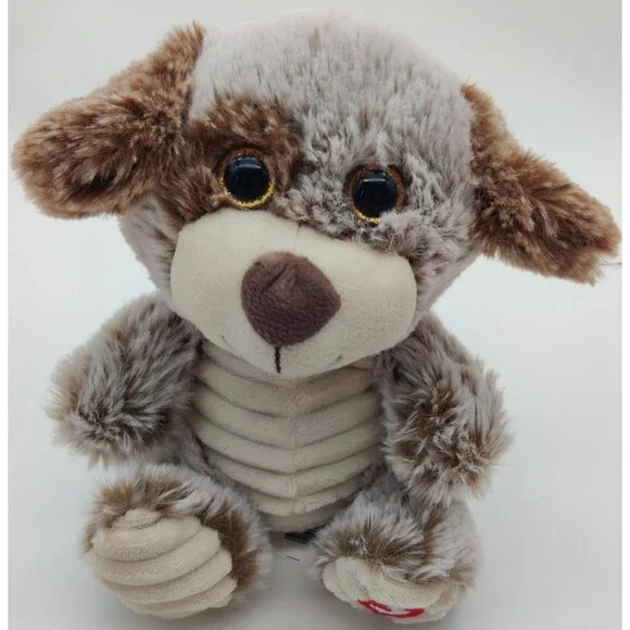 Kellytoy Brown Puppy Dog Ribbed Cream Valentine's Heart Foot Plush Toy 7