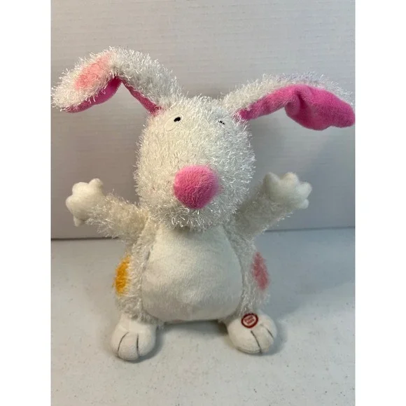 Hallmark Jingle Bunny Animated Plush White Polka Dot Easter Rabbit Toy 8322