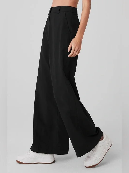 Alo High Waist Street Smart Wide Leg Trouser Black‎ Large