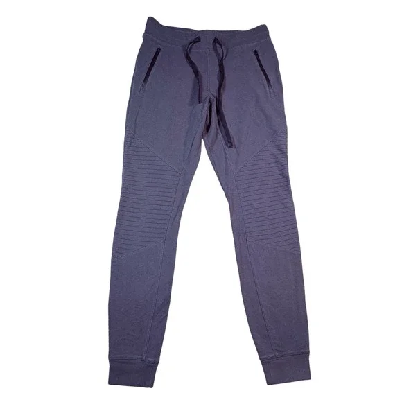 Alo Yoga Moto Jogger Pants Gray Ribbed Panel‎ Lounge Athleisure Size M