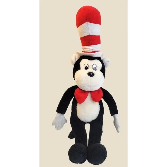 Dr. Seuss Cat in Hat Plush Stuffed Animal Toy Collectible Black White Red 18