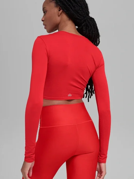 Alo Alosoft Crop Finesse Long Sleeve Workout Top