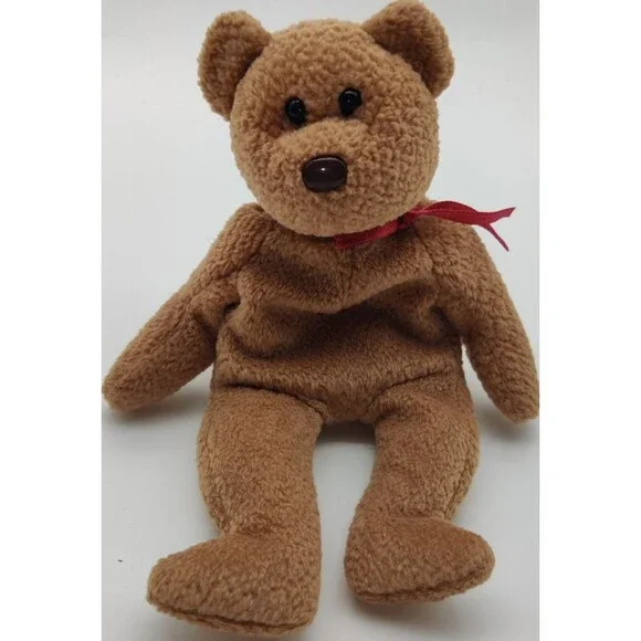 1993 Curly The Bear TY Original Beanie Baby RETIRED No Heart Tag Stuffed Animal