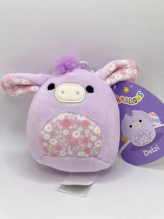 Delzi the Donkey Squishmallow Clip NWT