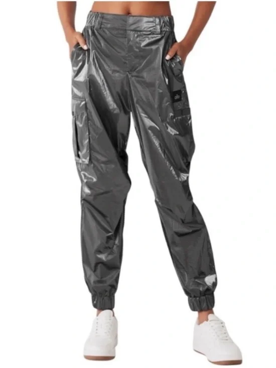 ALO Yoga Metallic High-Waist Break Line Jogger Pants XS