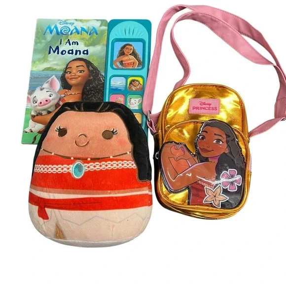 Disney Moana Bundle Of 3 Items Fun Gifts Crossbody Purse Book With Sounds Squish