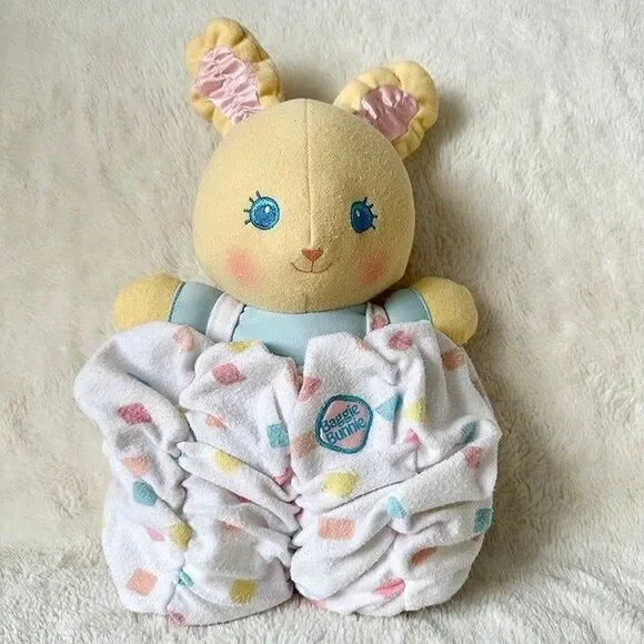 Amtoy Baggie Bunnie Vintage 1987 Plush Pastel Satin Lovey Bunny Stuffed Toy