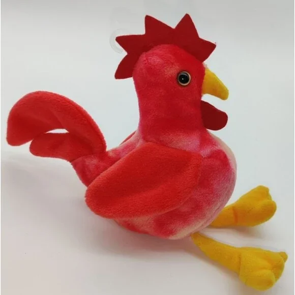 Ty Beanie Babies Strut 1996 Rooster Two Tone Plush Stuffed Animal No Heart Tag