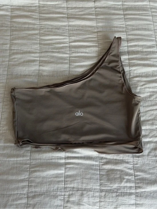 Alo One Shoulder MESH SHEER ILLUSION TANK M