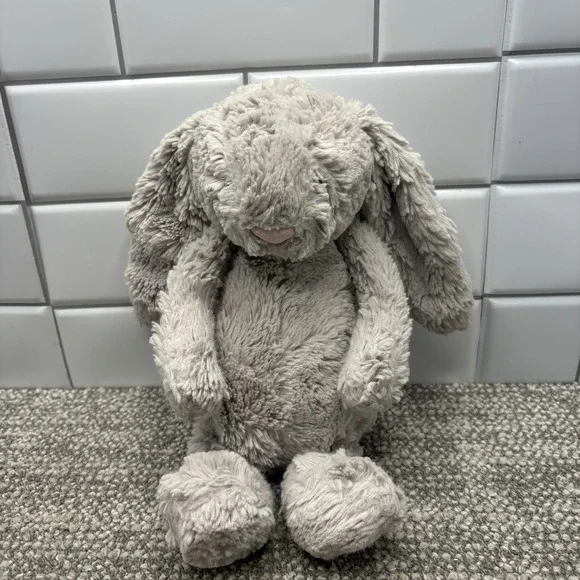Jellycat Medium Bashful Grey Bunny Plush Stuffed Animal 11.5 Preowned Rabbit HG6