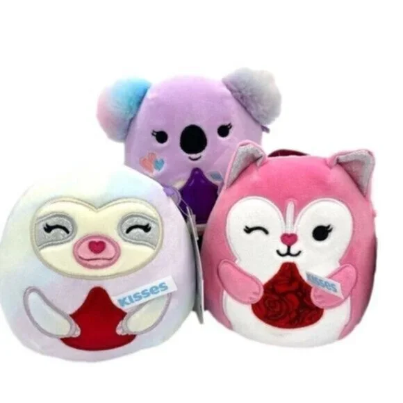 Squishmallows Taylor, Varity and Renate Hershey Kisses Valentine Plush Lot New