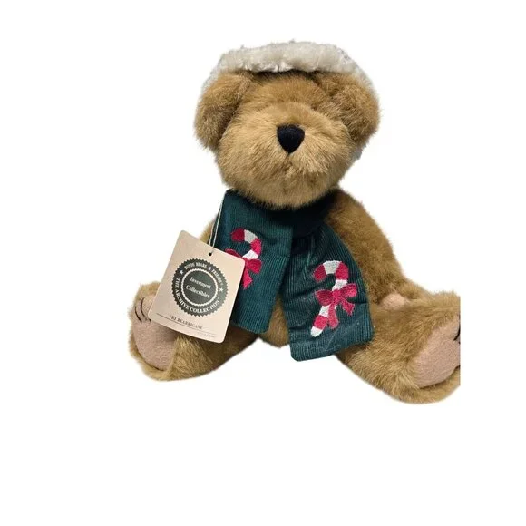 Boyds Bear‎ B.J Bearricane Plush Bear with Green Candy Cane Scarf and Green Hat
