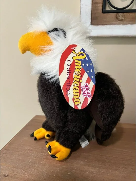 New Americana Sugar Loaf  BALD EAGLE Plush Black Claws 11” Tall