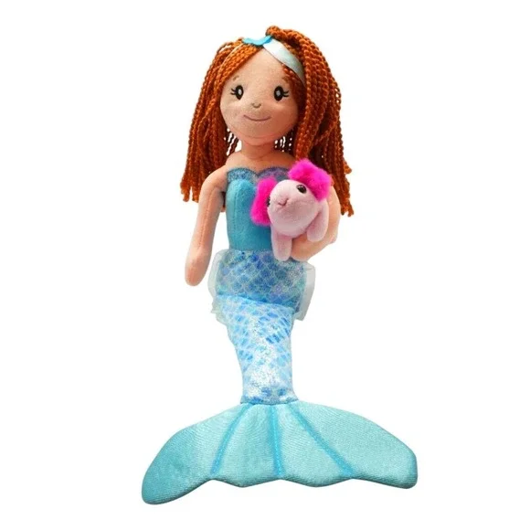 The Petting Zoo Mermaid & Axolotl Plush Kids OS Blue Shimmer‎ NWT
