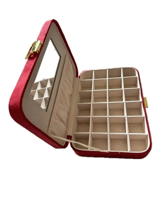 Red Suedelike Covered Jewelry Box 10
