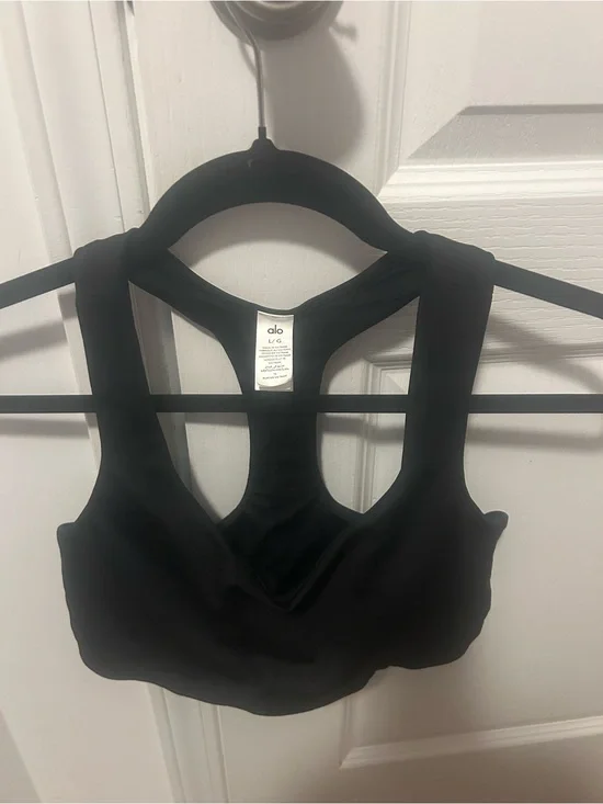 ALO Yoga Black Padded Sports Bra with Racerback