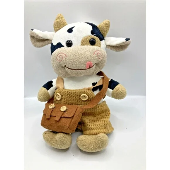 Simulation Cattle Animals Plush Toys Cartoon Milk Cow Plush Doll Cross Body Bag