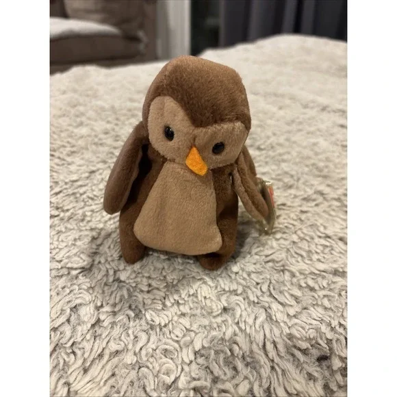 Ty Beanie Baby Plush Hoot the Owl Small‎ Brown Excellent Vintage Collectible