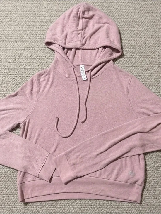 Alo Yoga Bae Cropped Hoodie Pink Mauve Size S