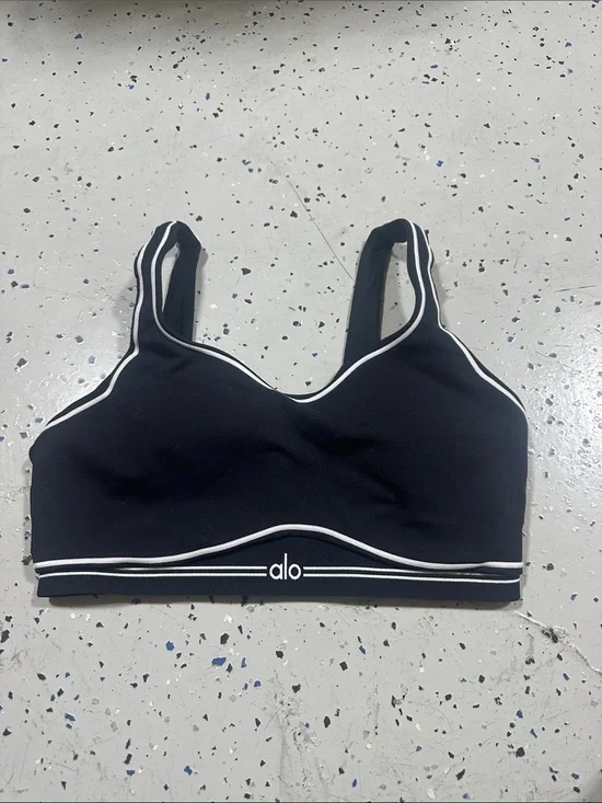ALO Yoga Black Bikini Top with White Trim