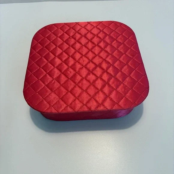 Vanity Drawer‎ Organizer Vintage Hot Pink Quilted Satin Hinged Lid MCM