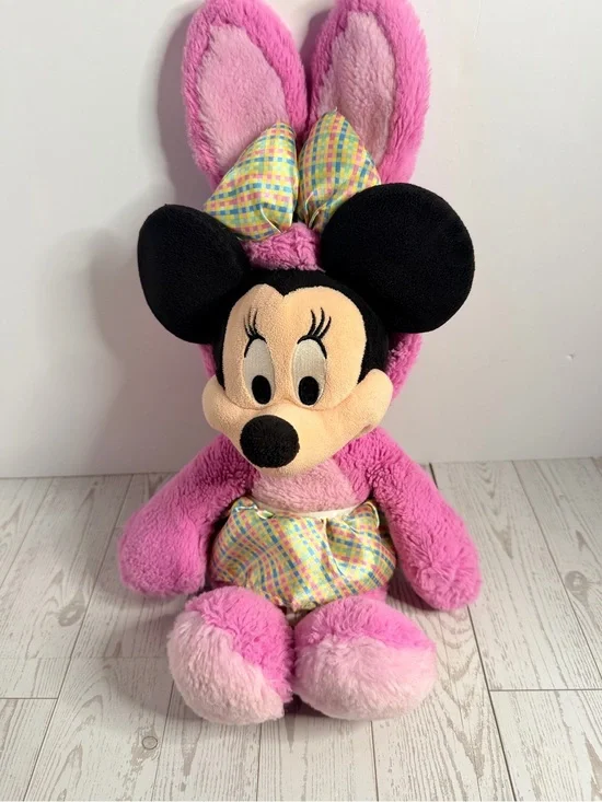 Disney Pink Minnie Mouse Plush with Pastel Plaid Bow and Outfit