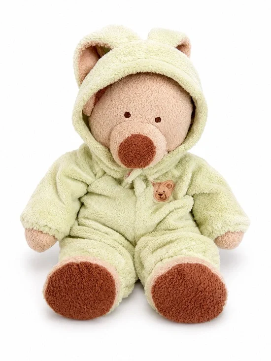 Ty Pluffies Love To Baby Teddy Bear Green Removeable PJs 12” Plush Lovey