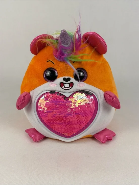 ZURU Rainbocorns Orange Unicorn Plush Reversible Sequin Heart 8” Toy