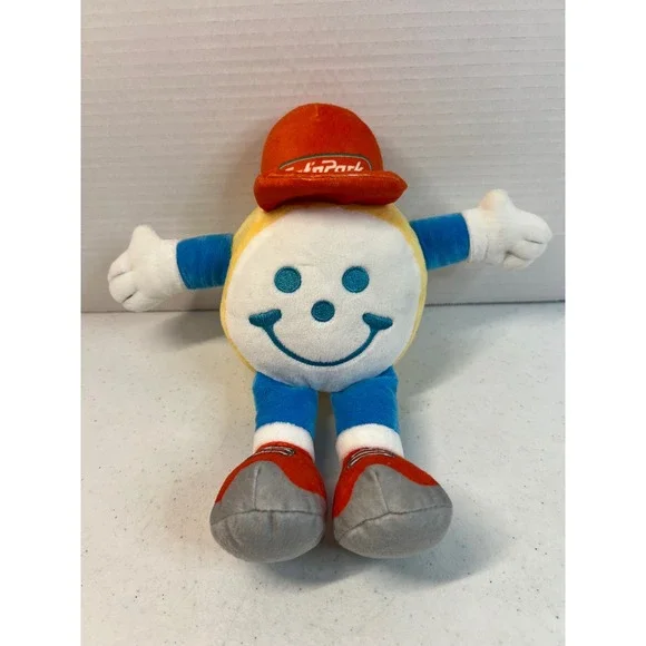 Eat'n Park Smiley Face Plush Mascot Toy Orange Hat Blue Arms 9 Inch Collectible