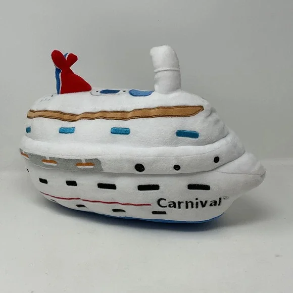 Carnival Cruise Line Plush Toy Ship Souvenir White Red Blue 12 Inch