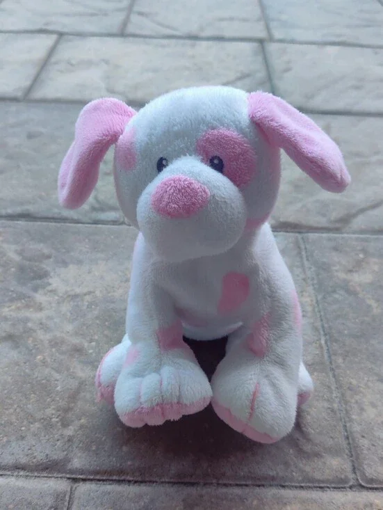 Ty Pink & White Plush Puppy Baby