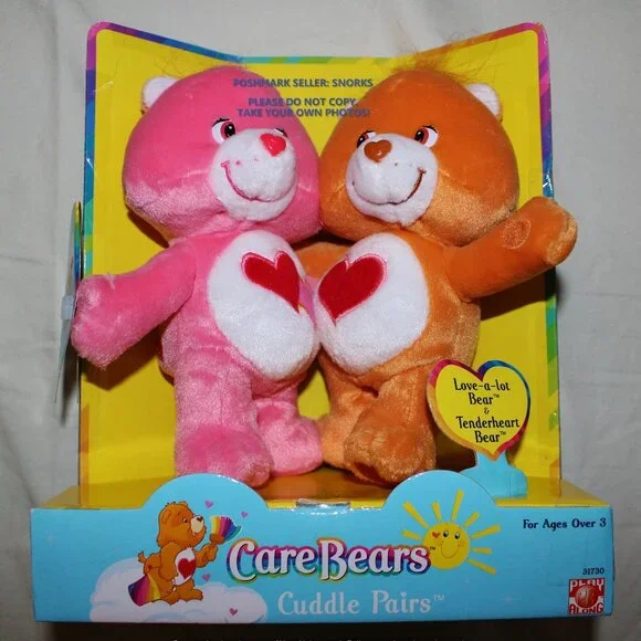 Care Bears Cuddle Pairs Love-a-Lot & Tenderheart 2002 NEW IN BOX vintage plush