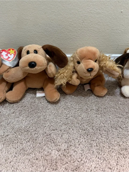 Ty Beanie Babies - Retired Collection (Wrinkles, Bones, Spunky, Bernie)
