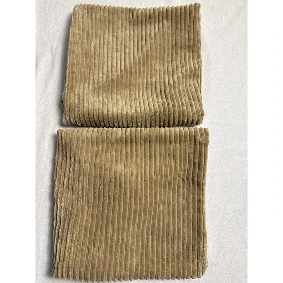 West Elm Pillow Covers Set of 2 24x24 Tan Corduroy Linen Button Back Decorative