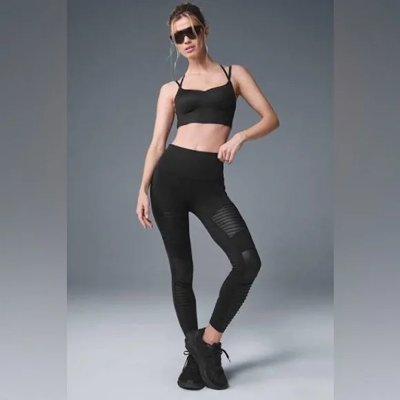 Alo Moto Leggings Black Size‎ Small High-Waist Athleisure
