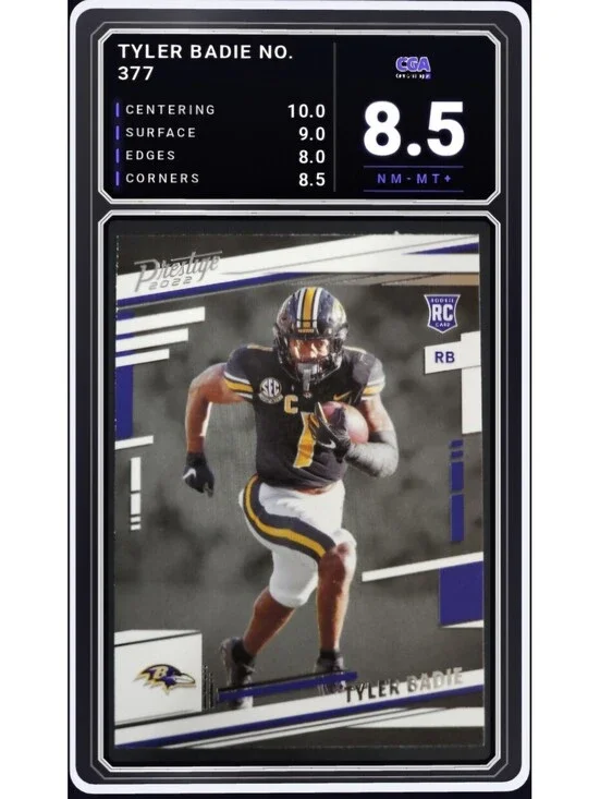2022 Panini Prestige #377 Tyler Badie RC Baltimore Ravens -CGA 8.5 Digital Grade